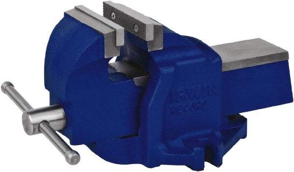 Irwin - 4-1/2" Jaw Width, 5-1/2" Opening Capacity, 3" Throat Depth, Steel Stationary Bench Vise - Bolt Down Base Attachment - Strong Tooling