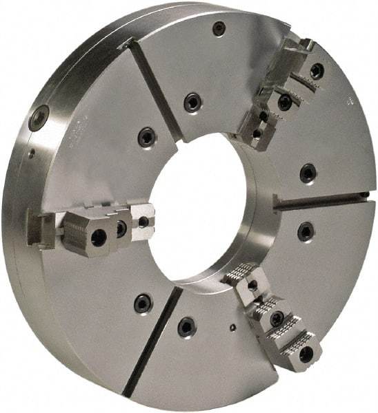 Bison - 3 Jaws, 32" Diam, Self Centering, Manual, Heavy Duty Oil Country Lathe Chuck - A2-20 Mount Spindle, Adjustable, 1,080 Max RPM, 12-1/2" Through Hole Diam, Forged Steel - Strong Tooling