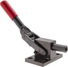 De-Sta-Co - 2,499.88 Lb Load Capacity, Flanged Base, Carbon Steel, Standard Straight Line Action Clamp - 4 Mounting Holes, 0.34" Mounting Hole Diam, 0.51" Plunger Diam, Straight Handle - Strong Tooling