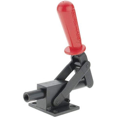 De-Sta-Co - 4,599.59 Lb Load Capacity, Flanged Base, Carbon Steel, Standard Straight Line Action Clamp - 4 Mounting Holes, 0.41" Mounting Hole Diam, 3/4" Plunger Diam, Straight Handle - Strong Tooling