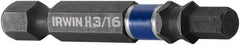 Irwin - 3/16" Hex Bit - 1/4" Hex Drive, 2" OAL - Strong Tooling