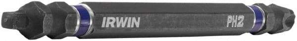 Irwin - #2" Square Size Phillips/Square Screwdriver Bit - 1/4" Hex Drive, 4" OAL - Strong Tooling