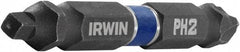 Irwin - #2" Square Size Phillips/Square Screwdriver Bit - 1/4" Hex Drive, 2-3/8" OAL - Strong Tooling