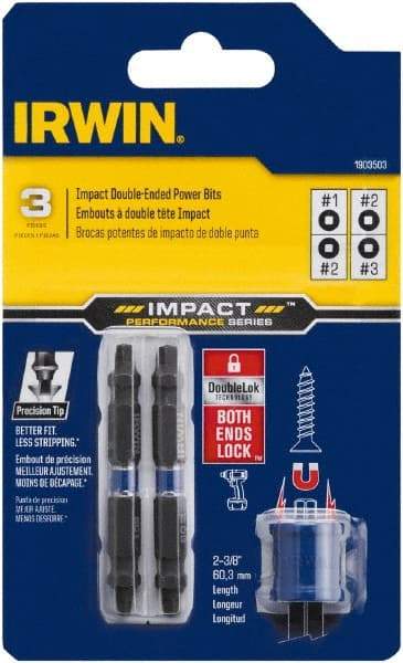 Irwin - 3 Piece, Square Handle, Double End Bit Set - #1 to #3 - Strong Tooling