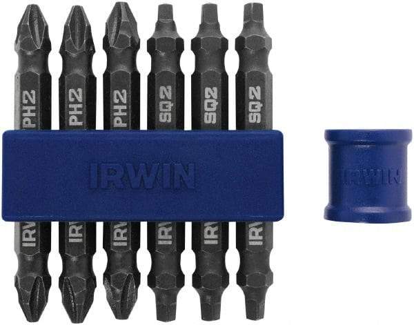 Irwin - 7 Piece, Phillips, Square Handle, Double End Bit Set - No. 2 Phillips - Strong Tooling