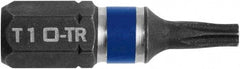 Irwin - 1/4" Drive T10 Torx Screwdriver Bit - 1" OAL, Tamper Resistant Bit - Strong Tooling