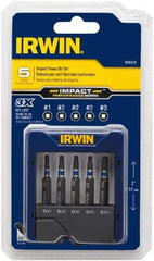 Irwin - 5 Piece, Screwdriver Power Bit Set - #1 to #3 Square Recess - Strong Tooling