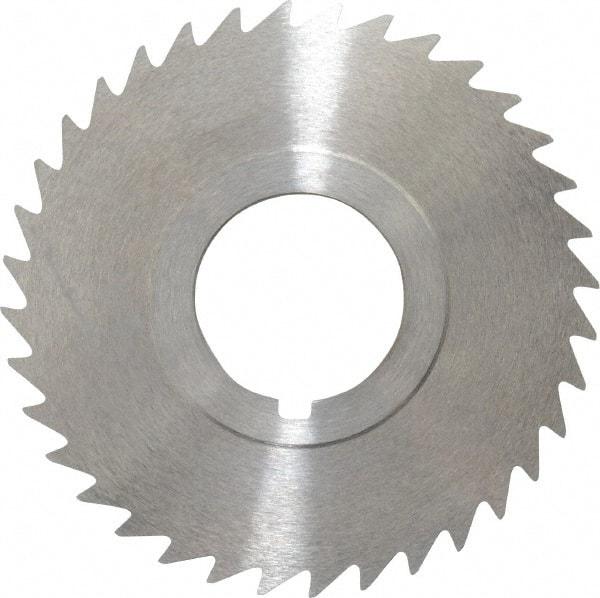 Keo - 2-1/2" Diam x 3/64" Blade Thickness x 7/8" Arbor Hole Diam, 36 Tooth Slitting and Slotting Saw - Arbor Connection, Right Hand, Uncoated, High Speed Steel, 10° Rake, Concave Ground - Strong Tooling