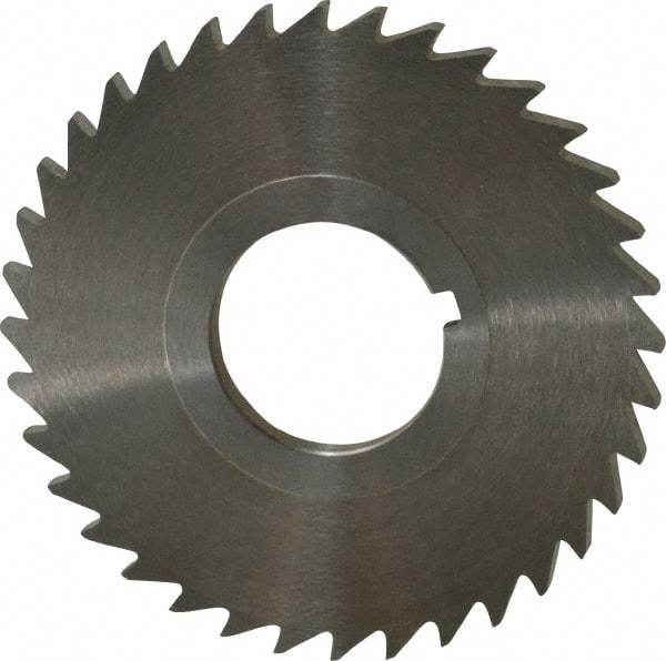 Keo - 2-1/2" Diam x 1/8" Blade Thickness x 7/8" Arbor Hole Diam, 36 Tooth Slitting and Slotting Saw - Arbor Connection, Right Hand, Uncoated, High Speed Steel, 10° Rake, Concave Ground - Strong Tooling