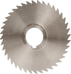 Keo - 4" Diam x 1/16" Blade Thickness x 1" Arbor Hole Diam, 40 Tooth Slitting and Slotting Saw - Arbor Connection, Right Hand, Uncoated, High Speed Steel, Concave Ground, Contains Keyway - Strong Tooling