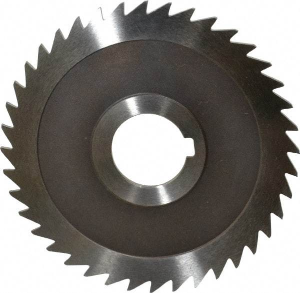 Keo - 4" Diam x 3/32" Blade Thickness x 1" Arbor Hole Diam, 40 Tooth Slitting and Slotting Saw - Arbor Connection, Right Hand, Uncoated, High Speed Steel, Concave Ground, Contains Keyway - Strong Tooling