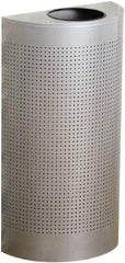 Rubbermaid - 12 Gal Silver Half-Round Decorative Waste Receptacle With Top - Steel, 32" High x 18" Wide - Strong Tooling