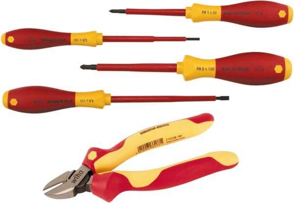 Wiha - 5 Piece Phillips Screwdriver, Slotted & Cutters Hand Tool Set - Comes in Vinyl Pouch - Strong Tooling