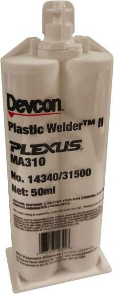 Plexus - 50 mL Cartridge Two Part Acrylic Adhesive - 15 to 18 min Working Time, 60°F to 95°F, 4,500 psi Shear Strength - Strong Tooling