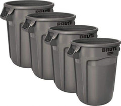 Rubbermaid - 32 Gal Gray Round (4) 32 Gal Brute Containers - Polyethylene, 27.77" High - Strong Tooling