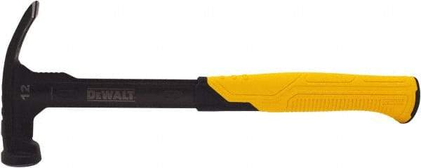 DeWALT - 12 oz Head, Straight Nail Hammer - 12" OAL, Steel Head, 2" Face Diam, Smooth Face, Steel Handle with Grip - Strong Tooling