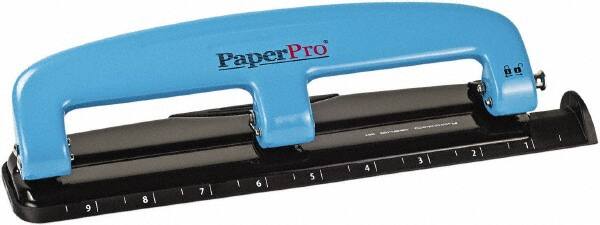 PaperPro - Paper Punches Type: 12 Sheet Manual Three Hole Punch Color: Blue/Black - Strong Tooling