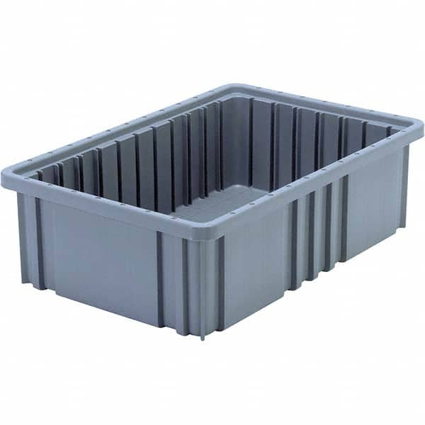 Quantum Storage - 40 Lb Load Capacity Gray Polypropylene Dividable Container - Stacking, 5" Long x 10.9" Wide x 16-1/2" High - Strong Tooling