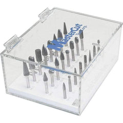 Made in USA - 39 Piece, 1/4" Shank Burr Set - Multiple Head Shapes, Solid Carbide, 14° Included Angle - Strong Tooling