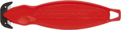 Klever Innovations - Recessed/Hook Blade Box Cutter - 6-1/4" Carbon Steel Blade, Red Plastic Handle, 2 Blades Included - Strong Tooling