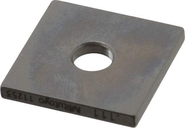 Mitutoyo - 0.111" Square Steel Gage Block - Accuracy Grade 0, Includes Certificate of Inspection - Strong Tooling