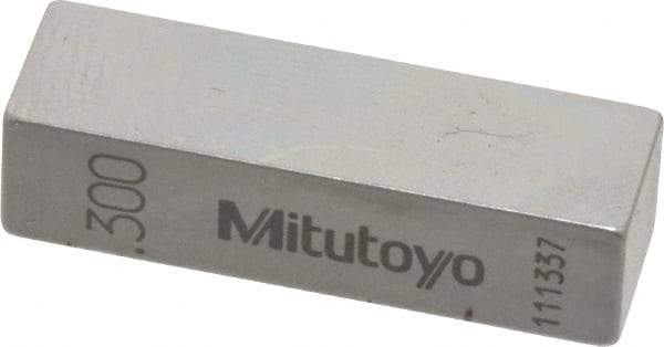 Mitutoyo - 0.3" Rectangular Steel Gage Block - Accuracy Grade AS-1, Includes Certificate of Inspection - Strong Tooling