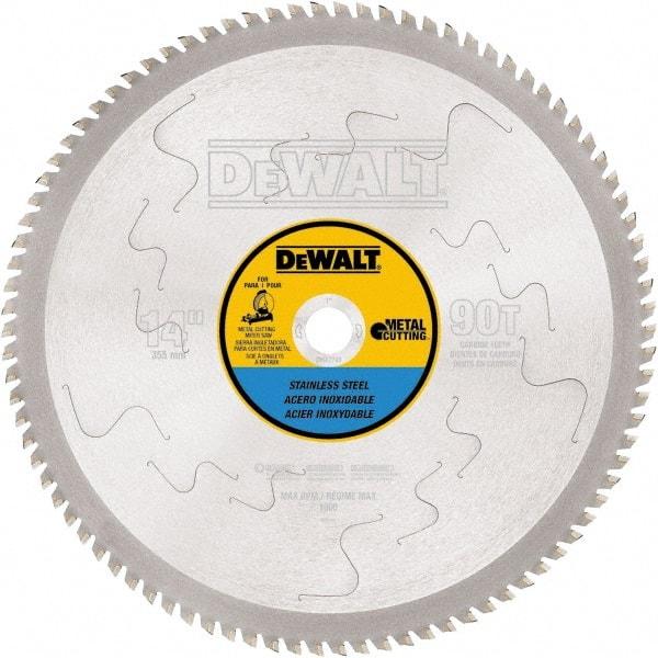 DeWALT - 14" Diam, 1" Arbor Hole Diam, 90 Tooth Wet & Dry Cut Saw Blade - Carbide-Tipped, Standard Round Arbor - Strong Tooling