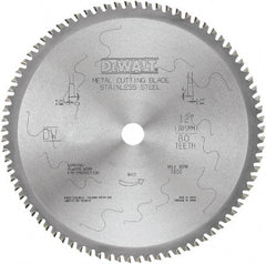 DeWALT - 12" Diam, 1" Arbor Hole Diam, 80 Tooth Wet & Dry Cut Saw Blade - Carbide-Tipped, Standard Round Arbor - Strong Tooling