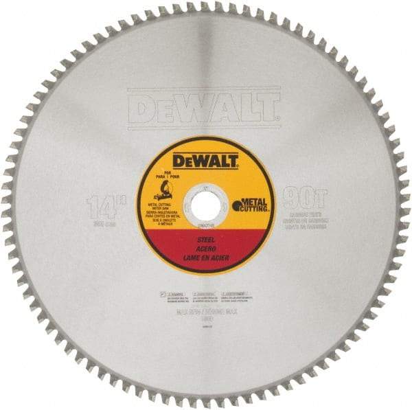 DeWALT - 14" Diam, 1" Arbor Hole Diam, 90 Tooth Wet & Dry Cut Saw Blade - Carbide-Tipped, Standard Round Arbor - Strong Tooling