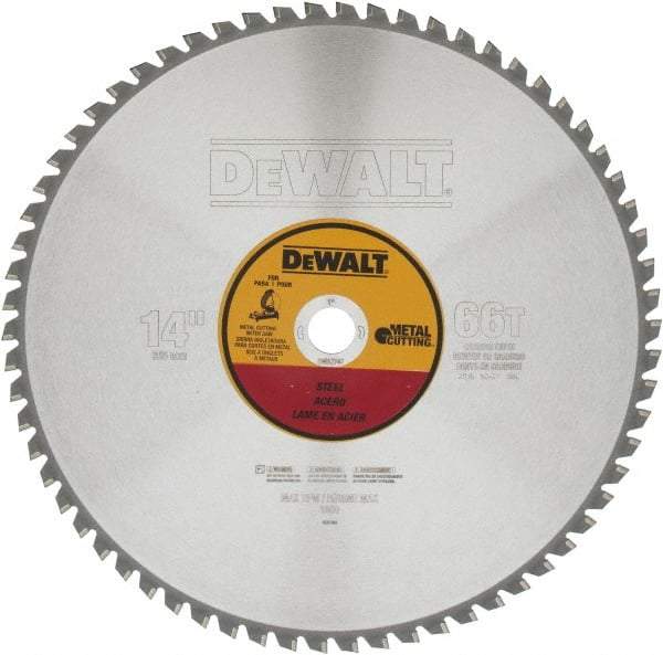 DeWALT - 14" Diam, 1" Arbor Hole Diam, 66 Tooth Wet & Dry Cut Saw Blade - Carbide-Tipped, Standard Round Arbor - Strong Tooling