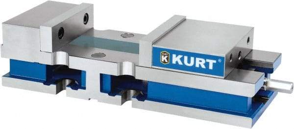 Kurt - 8" Jaw Width, 10-1/4" Jaw Opening Capacity, Horizontal Stationary Machine Vise - Manual Operation, 1 Station, 24" Long x 6" High x 1" Deep, 6" Jaw Height, 100 Lb Max Clamp Force, Ductile Iron - Strong Tooling