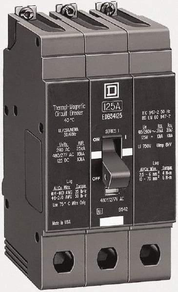 Square D - 25 Amp, 480Y/277 V, 3 Pole, Bolt On Miniature Circuit Breaker - 65 kA Breaking Capacity, 12, 14 AWG - Strong Tooling