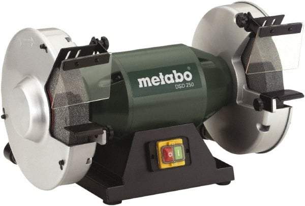 Metabo - 10" Wheel Diam x 1-1/2" Wheel Width, 1-1/2 hp Bench Grinder - 1-1/2" Arbor Hole Diam, 1 Phase, 1,780 Max RPM, 120 Volts - Strong Tooling