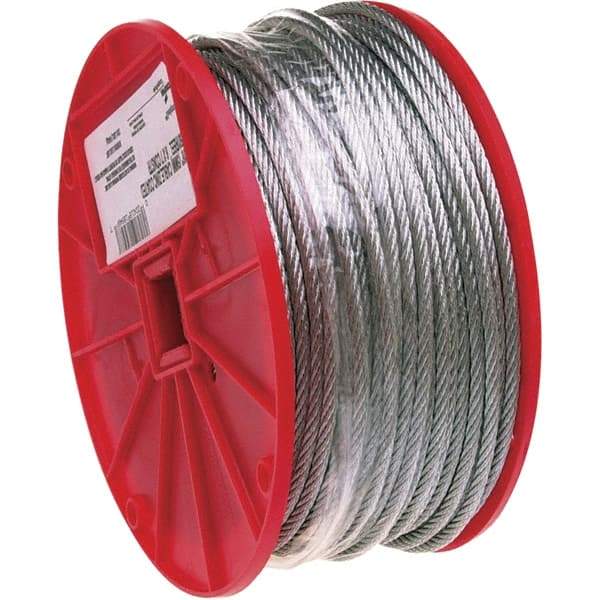 Campbell - 500' Long, 1/8" x 1/8" Diam, Wire - 340 Lb Breaking Strength, 7 x 7, Uncoated Coating - Strong Tooling