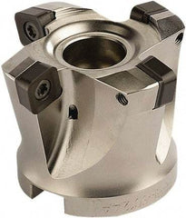 Seco - 5 Inserts, 3.937" Cutter Diam, 0.0787" Max Depth of Cut, Indexable High-Feed Face Mill - 1.2598" Arbor Hole Diam, 0.5669" Keyway Width, 1.9685" High, SCE.. 1206.. Inserts - Strong Tooling