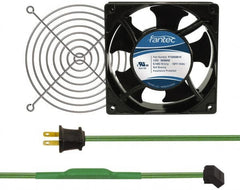 Made in USA - 115 Volts, AC, 103 CFM, Square Tube Axial Fan Kit - 0.26 Amp Rating, 120mm High x 120mm Wide x 38.5mm Deep, Includes Fan, Fan Guard, Thermostatically Controlled Fan Cord - Strong Tooling