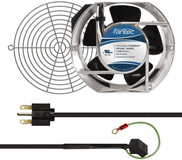 Made in USA - 230 Volts, AC, 240 CFM, Oval Tube Axial Fan Kit - 0.12/0.16 Amp Rating, 151mm High x 172mm Wide x 51mm Deep, Includes Fan, Fan Guard, Fan Cord - Strong Tooling