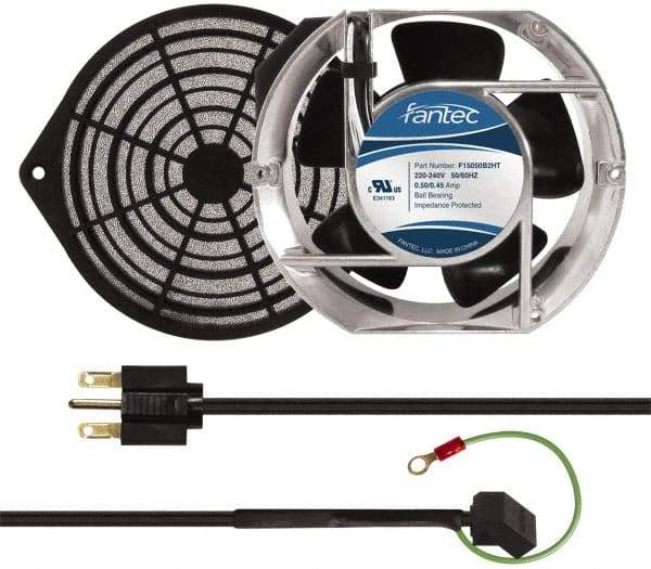 Made in USA - 230 Volts, AC, 240 CFM, Oval Tube Axial Fan Kit - 0.12/0.16 Amp Rating, 151mm High x 172mm Wide x 51mm Deep, Includes Fan, Fan Filter, Fan Cord - Strong Tooling