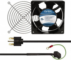 Made in USA - 230 Volts, AC, 103 CFM, Square Tube Axial Fan Kit - 0.12 Amp Rating, 120mm High x 120mm Wide x 38.5mm Deep, Includes Fan, Fan Filter, Fan Cord - Strong Tooling