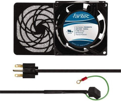 Made in USA - 230 Volts, AC, 32 CFM, Square Tube Axial Fan Kit - 0.06/0.05 Amp Rating, 3.15" High x 3" Wide x 38.5mm Deep, Includes Fan, Fan Guard, Fan Cord - Strong Tooling