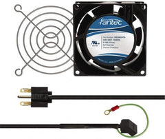 Made in USA - 230 Volts, AC, 32 CFM, Square Tube Axial Fan Kit - 0.06/0.05 Amp Rating, 3.15" High x 3" Wide x 38.5mm Deep, Includes Fan, Fan Filter, Fan Cord - Strong Tooling