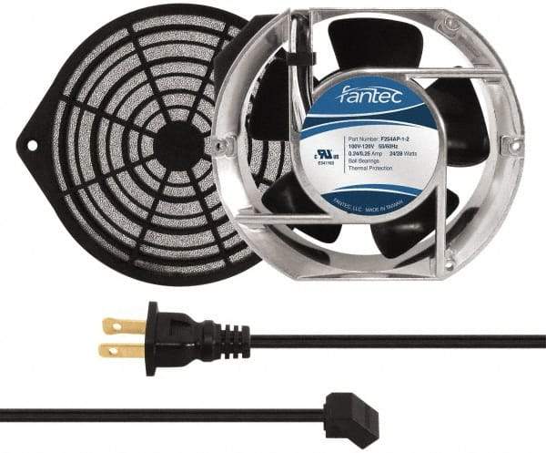 Made in USA - 115 Volts, AC, 240 CFM, Oval Tube Axial Fan Kit - 0.46 Amp Rating, 151mm High x 172mm Wide x 51mm Deep, Includes Fan, Fan Guard, Fan Cord - Strong Tooling