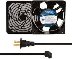 Made in USA - 115 Volts, AC, 80 CFM, Square Tube Axial Fan Kit - 0.18 Amp Rating, 120mm High x 120mm Wide x 38.5mm Deep, Includes Fan, Fan Filter, Fan Cord - Strong Tooling