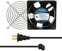 Made in USA - 115 Volts, AC, 80 CFM, Square Tube Axial Fan Kit - 0.18 Amp Rating, 120mm High x 120mm Wide x 38.5mm Deep, Includes Fan, Fan Guard, Fan Cord - Strong Tooling