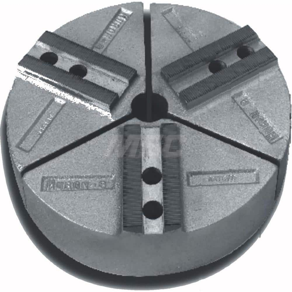 Huron Machine Products - Soft Lathe Chuck Jaws; Jaw Type: Round ; Material: Cast Iron ; Jaw Interface Type: 1.5mm x 60? Serrated ; Maximum Compatible Chuck Diameter (Inch): 10 ; Minimum Compatible Chuck Diameter (Inch): 1 ; Overall Height (Inch): 3 - Exact Industrial Supply