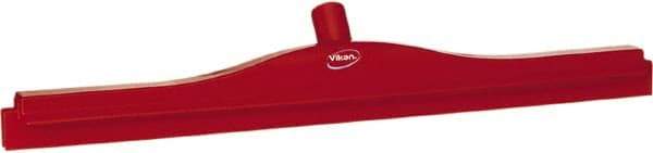 Vikan - 24" Rubber Blade Floor Squeegee - Double Edge, Red, Plastic Holder - Strong Tooling