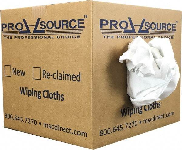 PRO-SOURCE - Cotton Reclaimed Rags - White, Sheeting, Lint Free, 10 Lbs. at 3 to 5 per Pound, Box - Strong Tooling