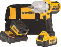 DeWALT - 1/2" Drive 20 Volt Mid-Handle Cordless Impact Wrench & Ratchet - 1,500 RPM, 2,300 BPM, 400 Ft/Lb Torque, 2 Lithium-Ion Batteries Included - Strong Tooling