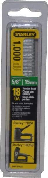 Stanley - 18 Gauge 0.04" Shank Diam 5/8" Long Brad Nails for Power Nailers - Steel, Galvanized Finish, Straight Stick Collation, Brad Head, Chisel Point - Strong Tooling