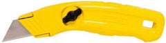 Stanley - Fixed Utility Knife - 2-1/2" Carbon Steel Blade, Yellow Cast Aluminum Handle, 3 Blades Included - Strong Tooling